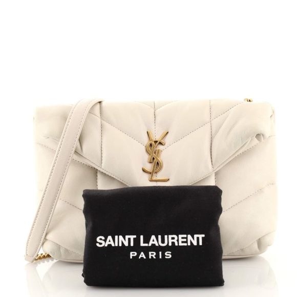 Saint Laurent LouLou Puffer Shoulder Bag Quilted Leather Mini Neutral - Picture 2 of 8
